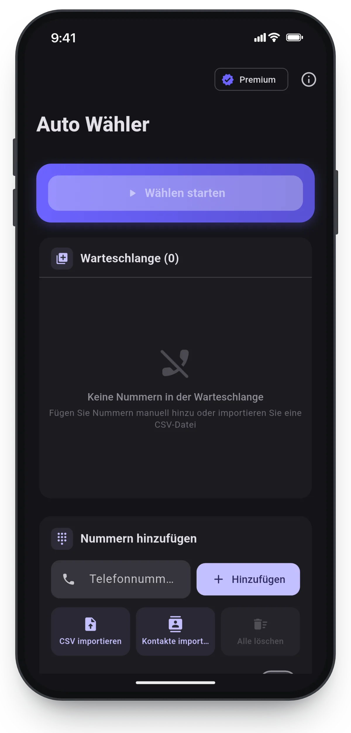 Auto-Dialer-App von SB-Techworks: Warteschlange, automatisches Wählen und CSV-Import